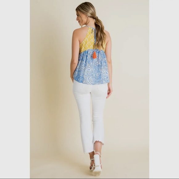 Halter Embroidered top! Tassel tie strings - Picture 2 of 3